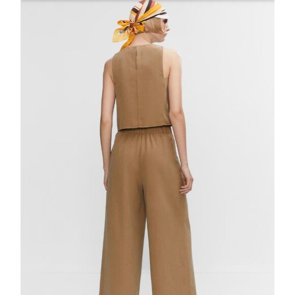 Mango Casual Pants Wideleg Trousers with Elastic Waist Large - Picture 4 of 10